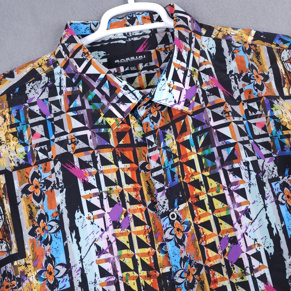 Bassiri Limited Collection Button Shirt 5XL Multi Color Abstract Geometric Print